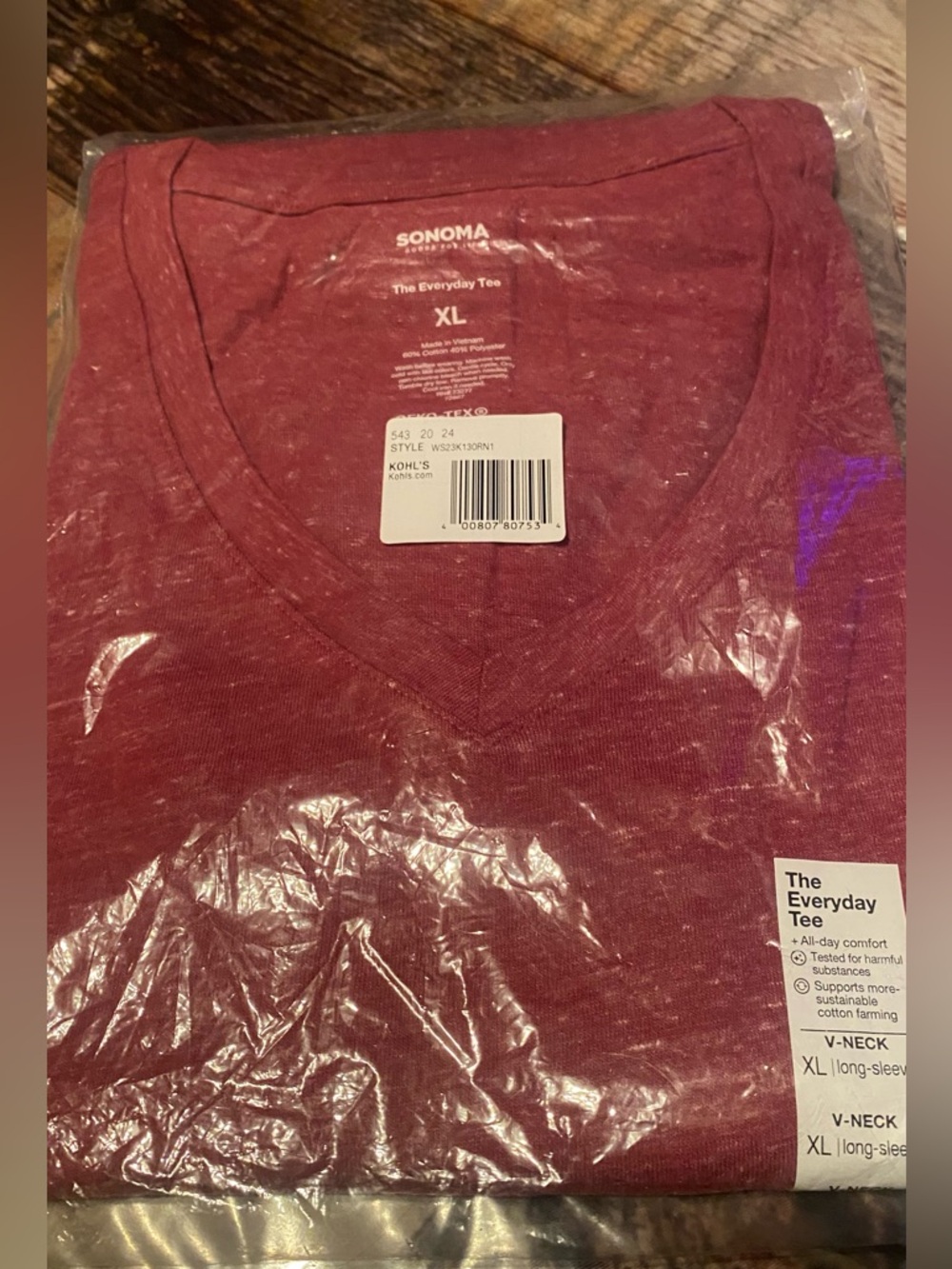 Sonoma Everyday Tee long Sleeved / color Rosie Posie/ Extra large